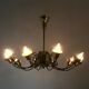 Beautiful Vintage Round Brass Chandelier with 10 Lights, Italy