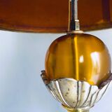 Large Regency style amber lucite table lamp