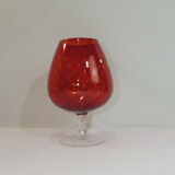 Red glass vase/cup/Italy/vintage/XXL size