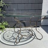 Table fer forgé et verre harmonie