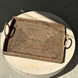 Rectangular Asian handmade basket with circular handle L:45 l:35