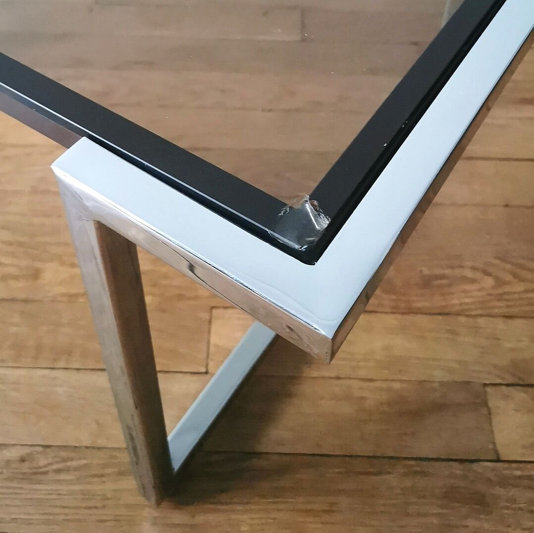 Coffee table chrome and glass, 1970