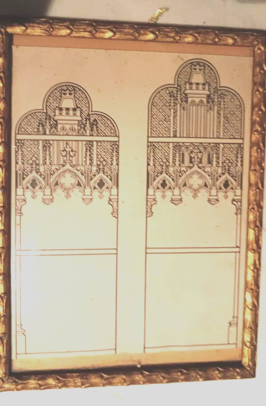 Ink drawing, early 1900s, study of stained glass windows