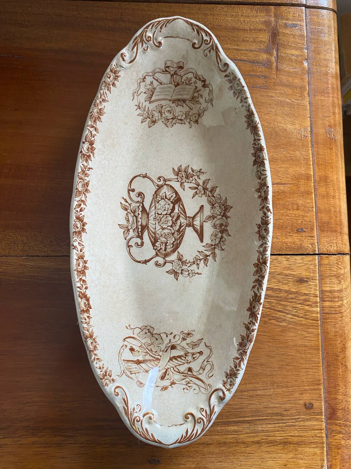 1 iron clay dish HB Choisy le Roi sepia color
