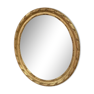 Golden oval mirror 35x30cm