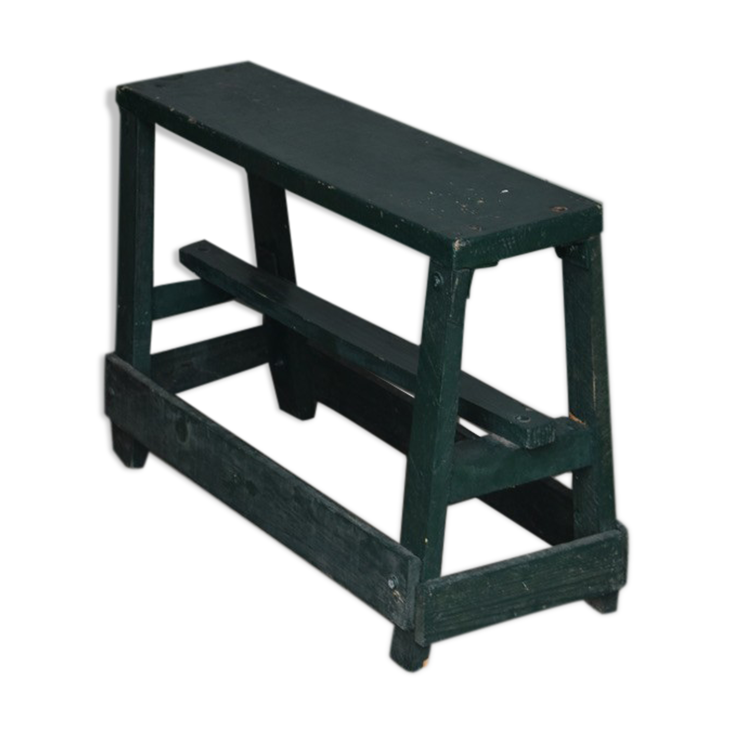 Vintage green old workshop bench