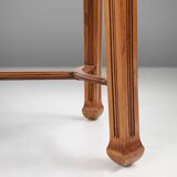 Timeless French Art Deco carved oval side table in oak, 1930s