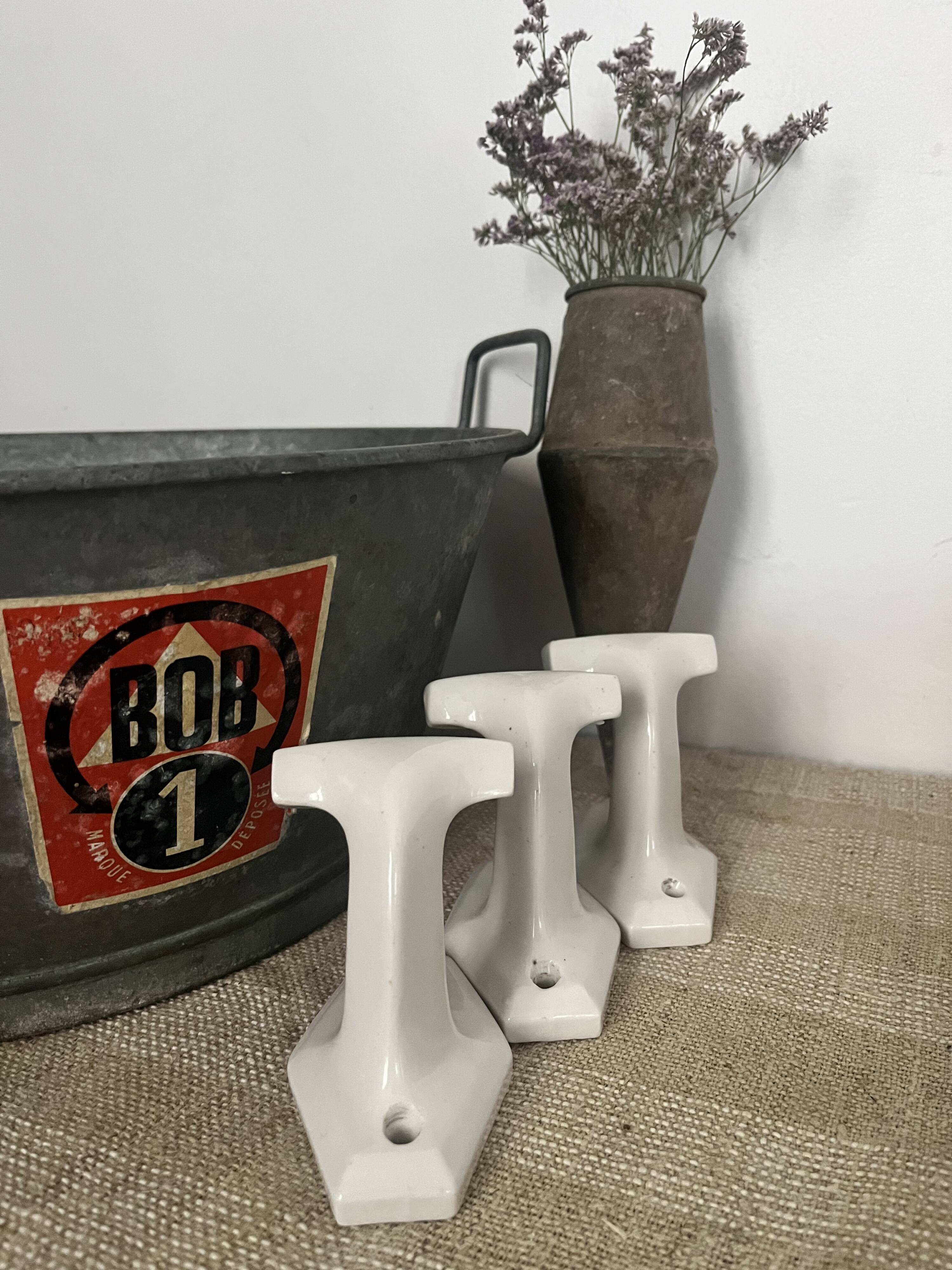 White porcelain coat hook