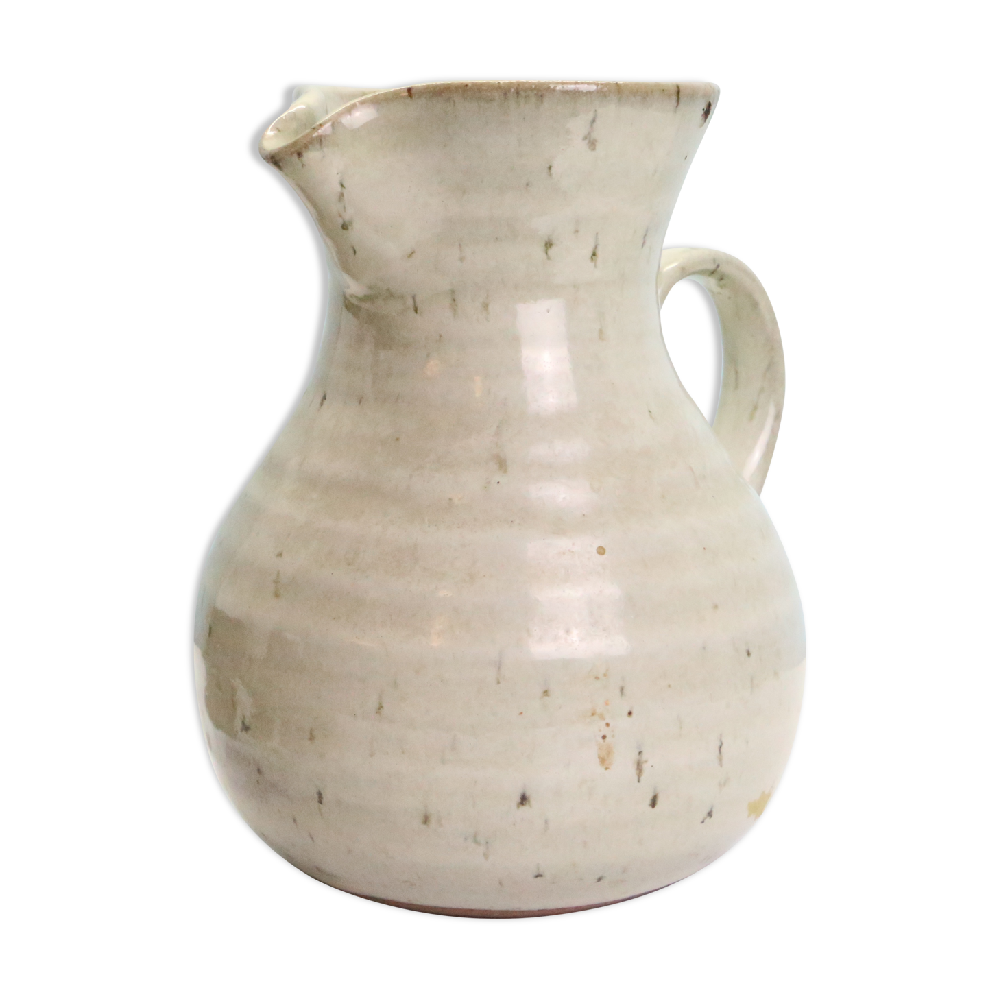 Glazed earth jug, Manziat pottery, rustic, vintage French