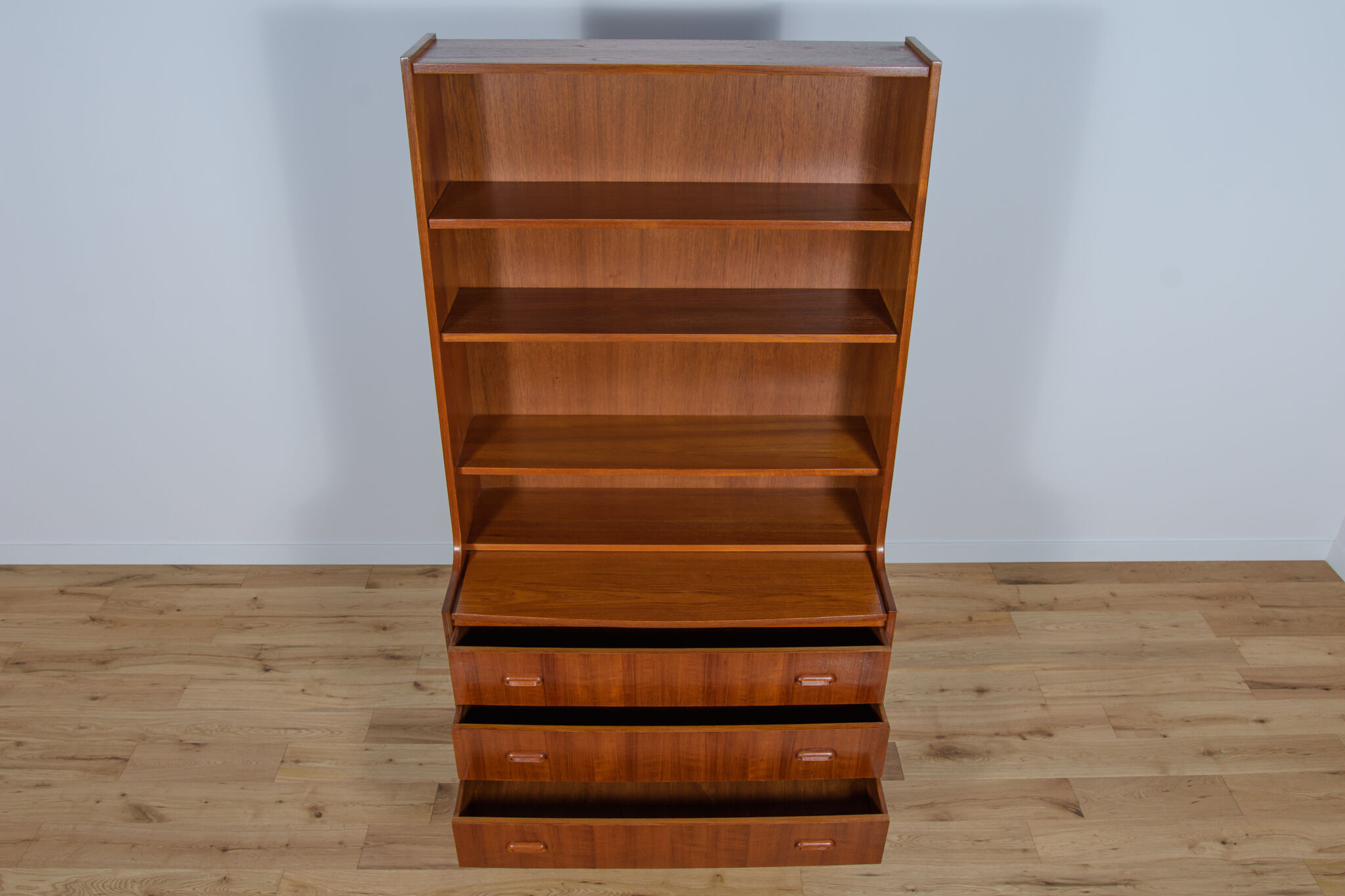 Mid-century teak shelf with pull-out top, 1960s