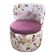 Fauteuil crapaud mid-century 1970s en tissu multicolore à motif floral - assise prune