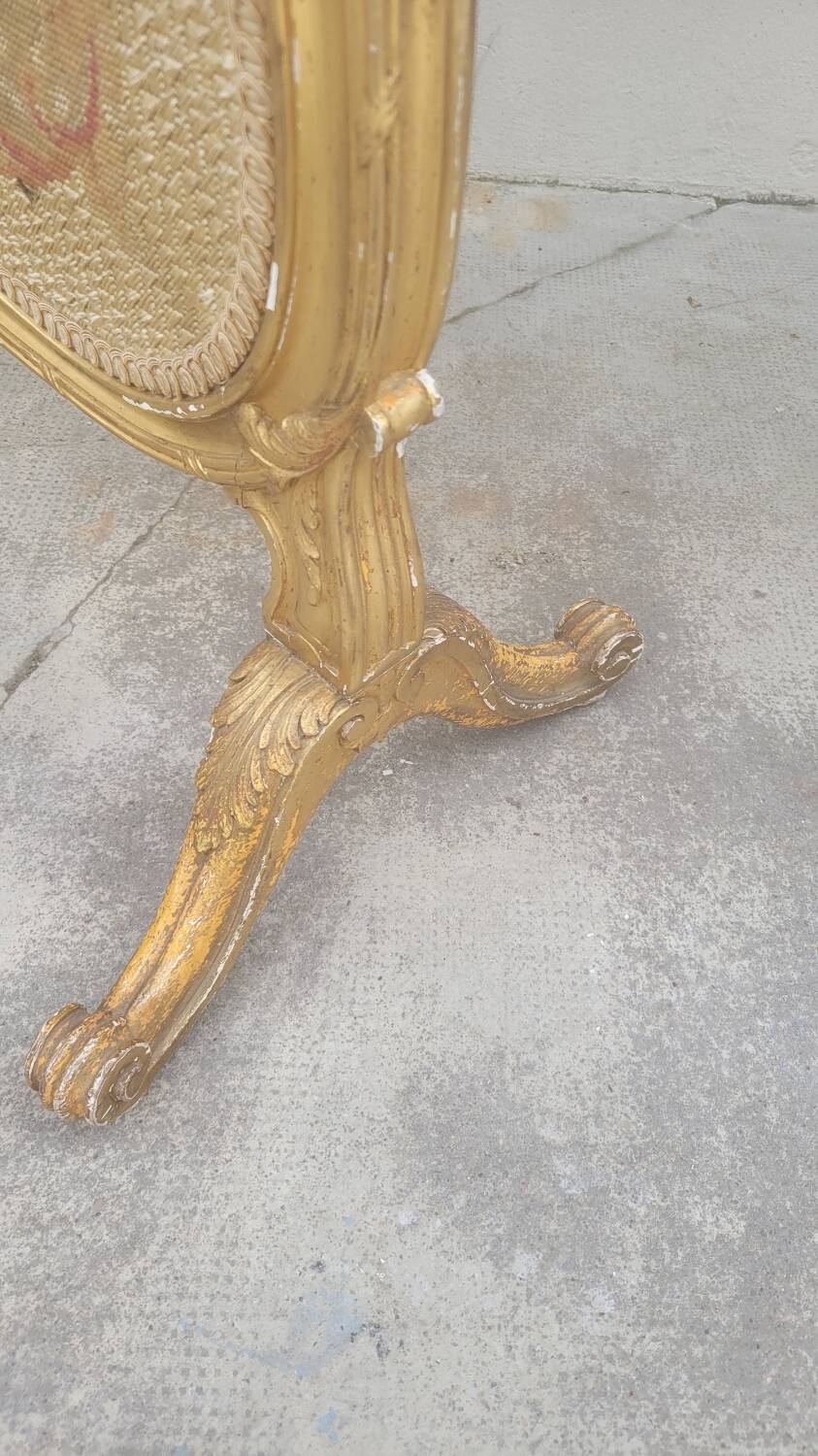 Louis xv style fireplace screen fire screen in gilded wood 19th century tapestry