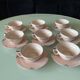 Set de tasses en porcelaine art déco rose et argent 1940