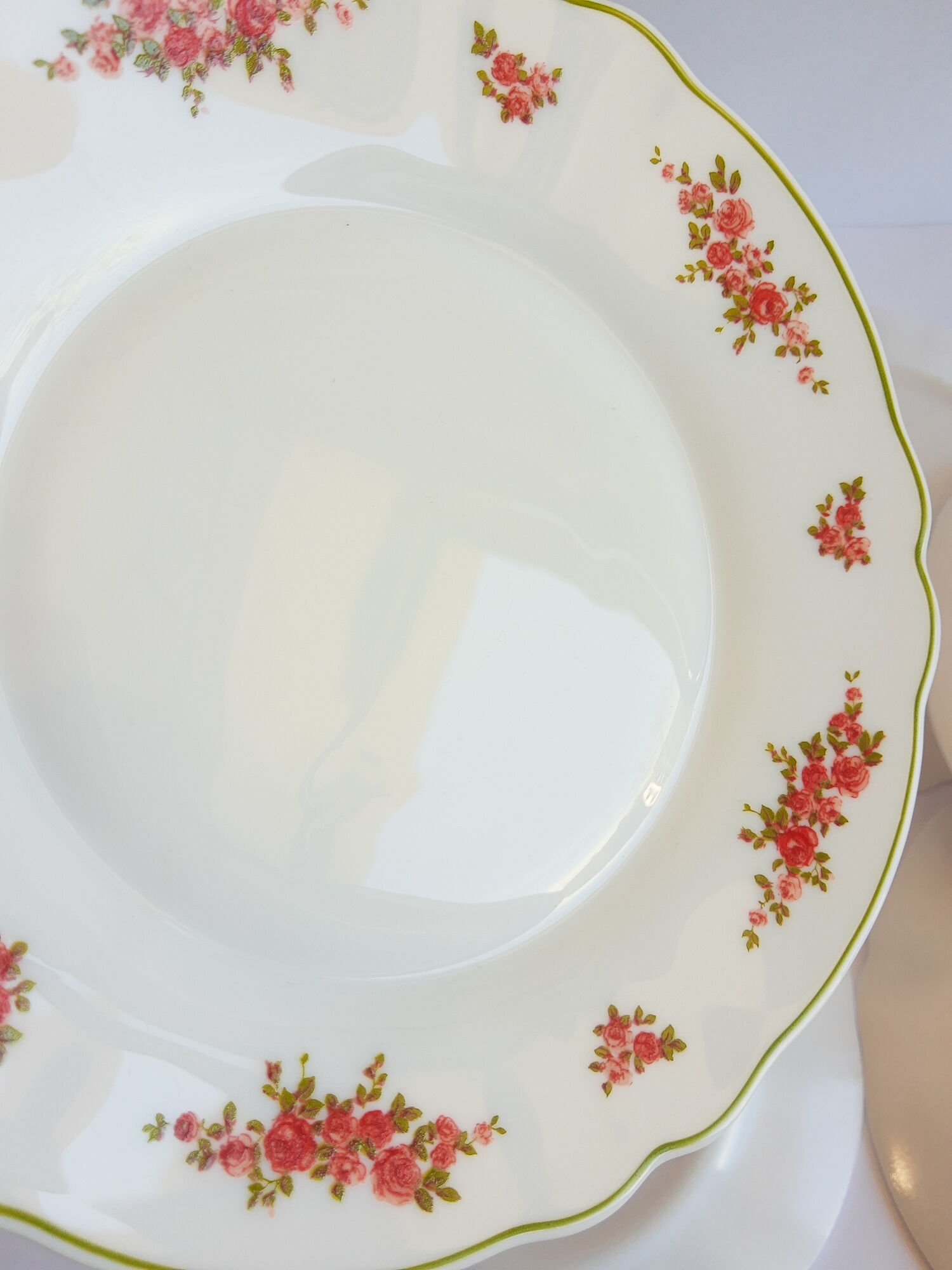 Set of 8 dessert plates opaline pink patterns Arcopal France Vintage
