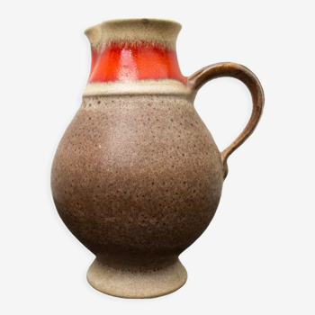 Ceramic Vase, Ear vase, West Germany, W Germany, German pottery, Fat lava, Orange, Mid
