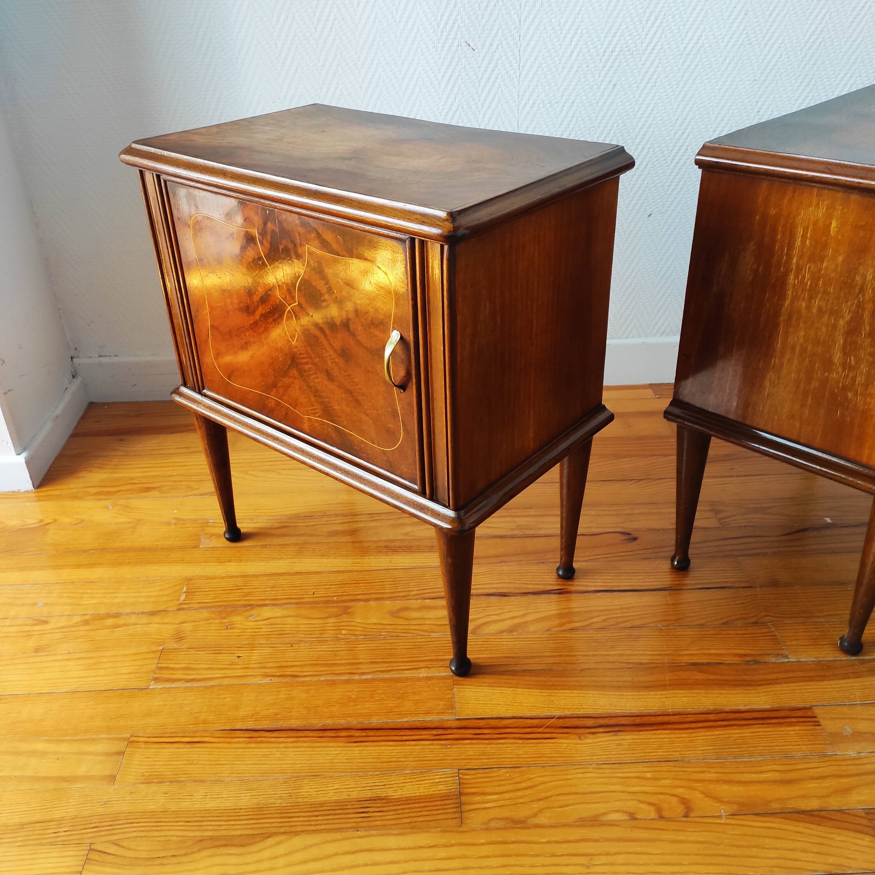 Pair of vintage Italian bedside tables from the 1950s