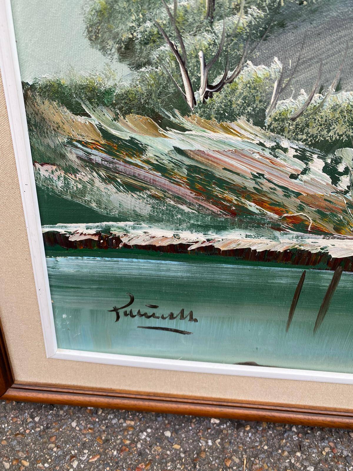 Original Italian painting Antonio Ponticelli oil on canvas landscape 140x82c