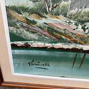 Original Italian painting Antonio Ponticelli oil on canvas landscape 140x82c
