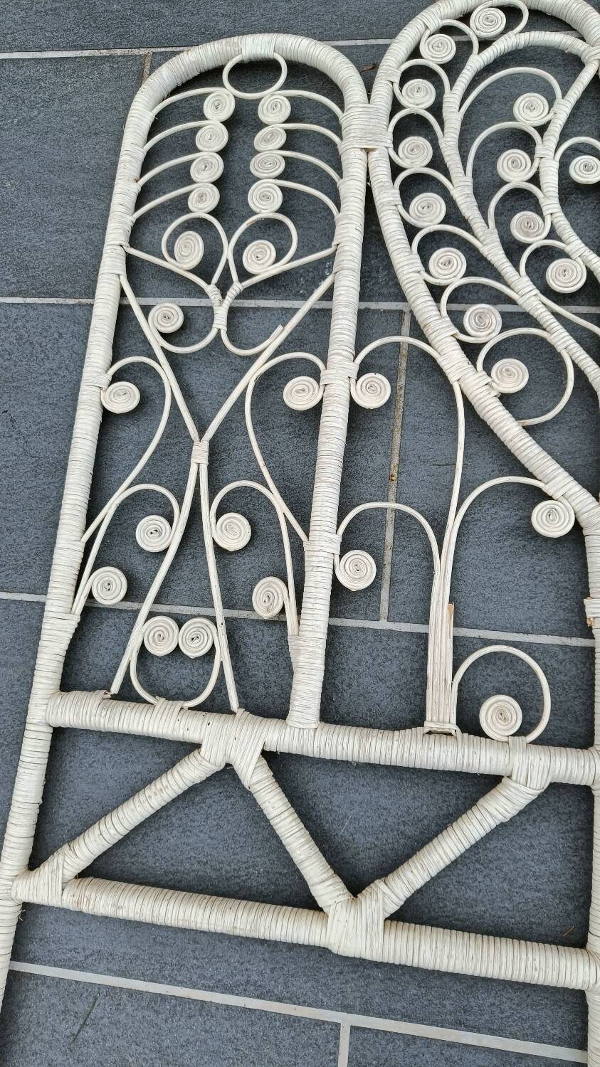 Peacock rattan headboard, 1970
