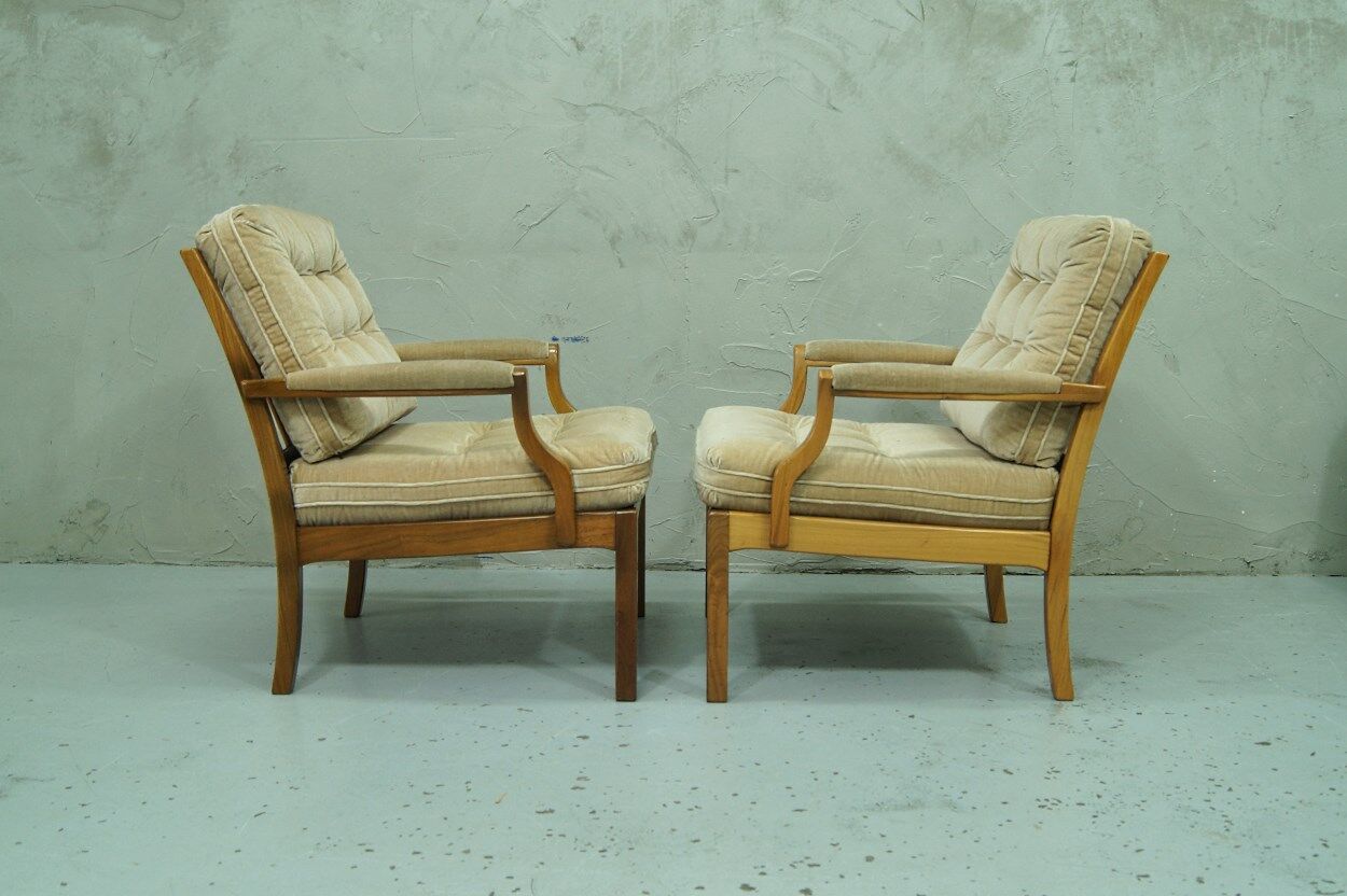 Scandinavian teak & velvet living room set, 1960s