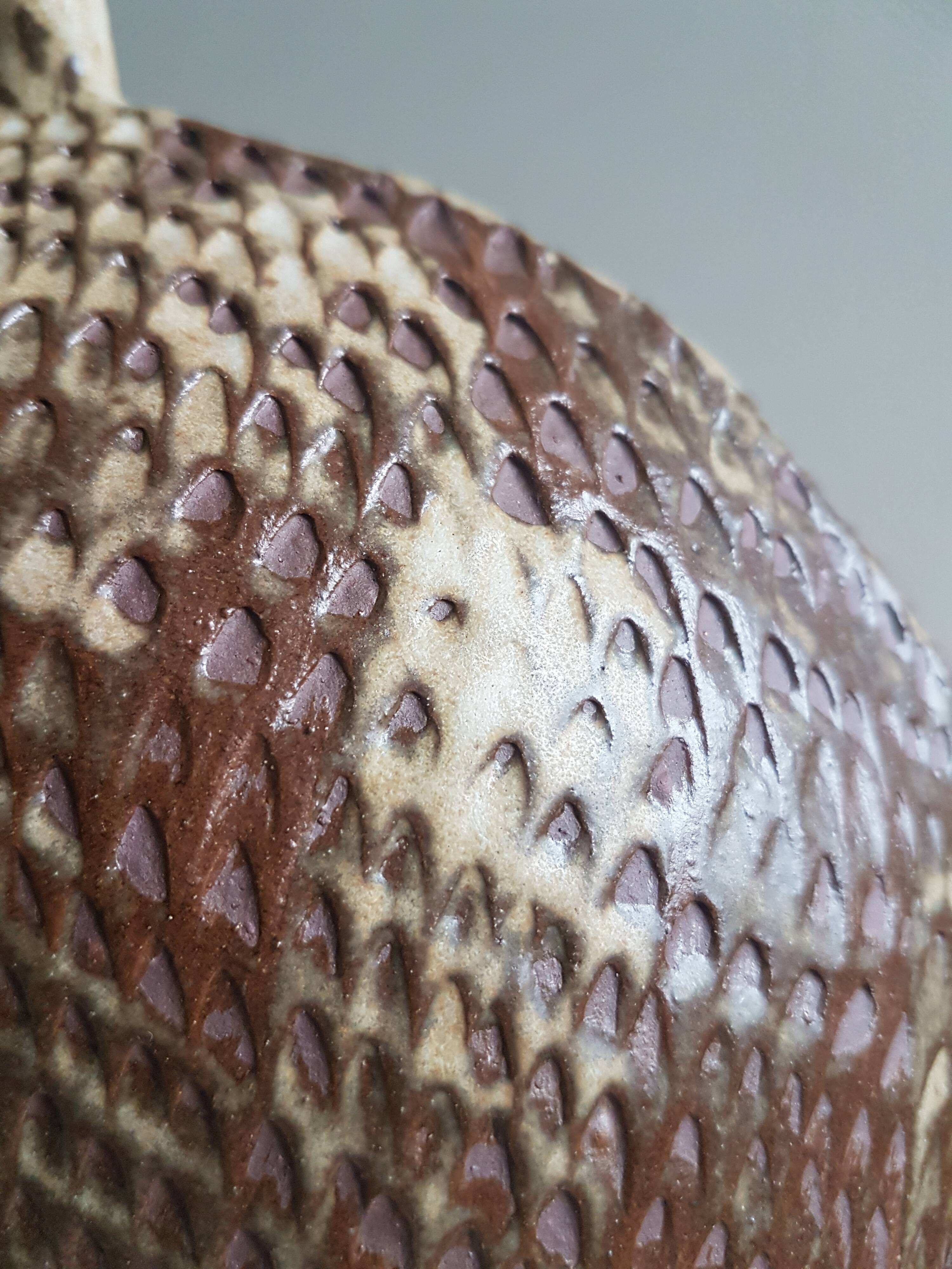 Large tambourine vase in stoneware