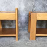 Pair of bedside tables NF Prestige solid elm furnishing - 1970