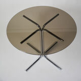 Italian Smoked Glass tubular frame round dining table 1970s