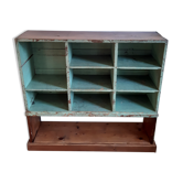 Old library shelf in patinated grocery tree
