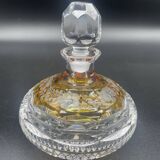 Bohemian crystal bottle, cut and engraved – Frosted floral decoration