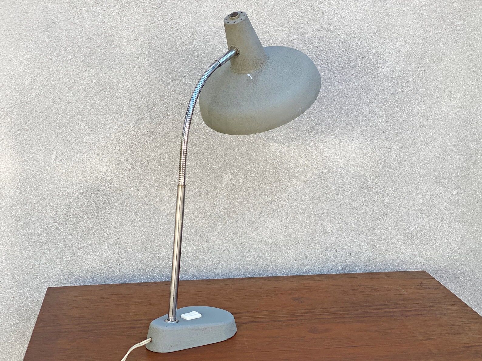XL Mid Century Aluminor France gray desk lamp / table lamp