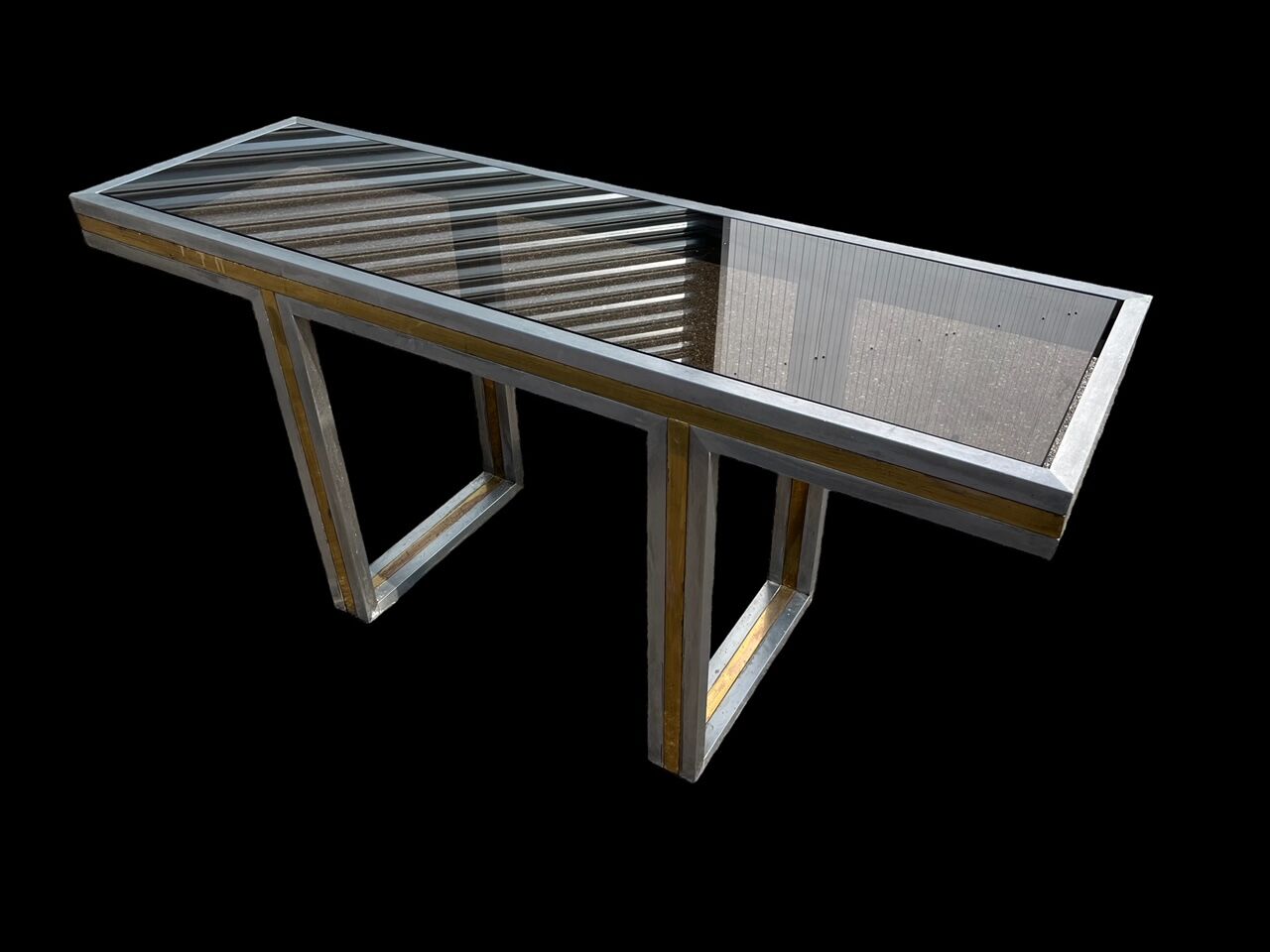 Console italienne acier et laiton 1970