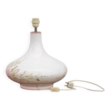 Large glazed terracotta lamp with flower decoration, ceramic signed Maithé