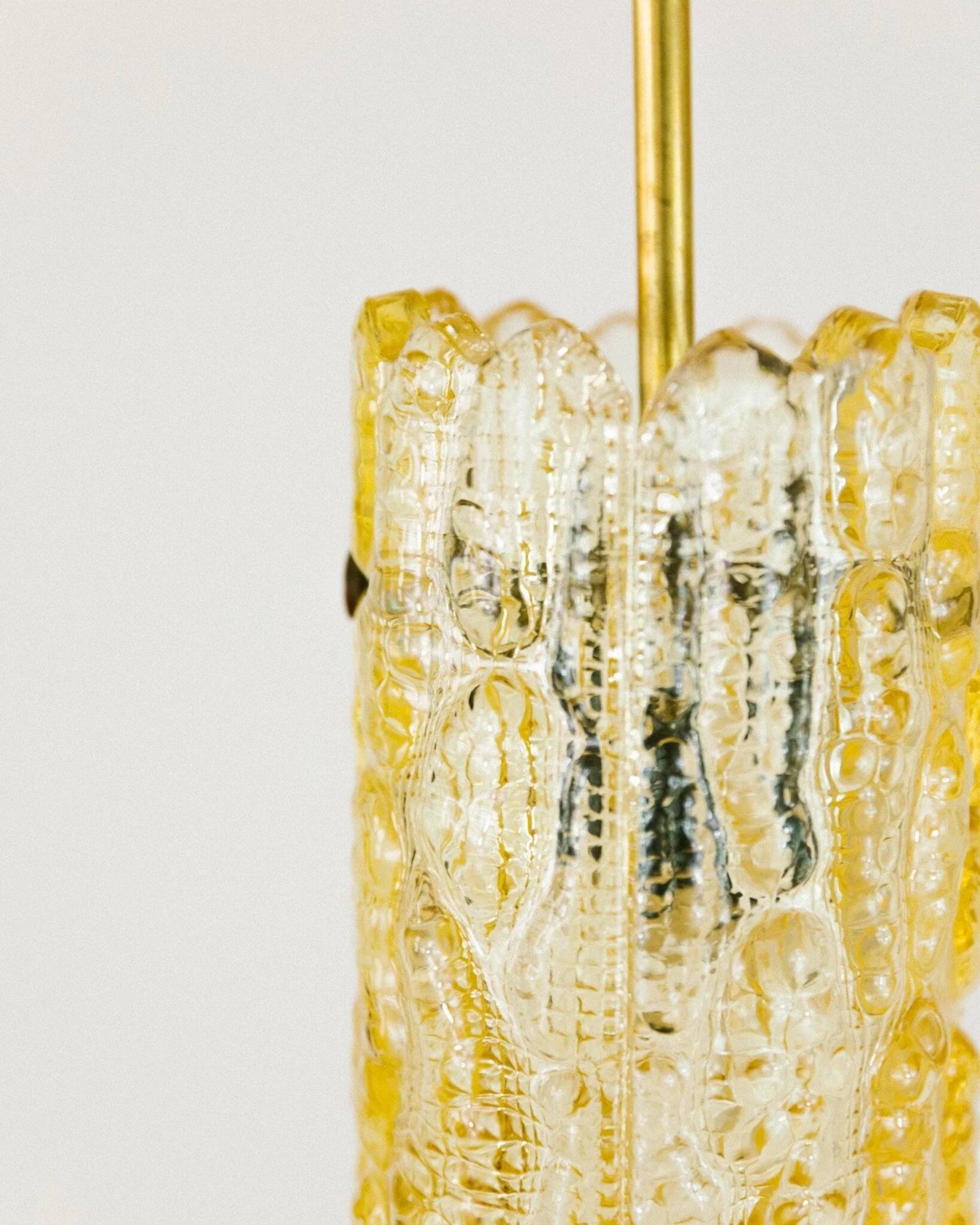 Vintage ceiling light by Carl Fagerlund for Orrefors - moulded golden glass, warm light, glass texture - 1960s - timeless design, gift idea.