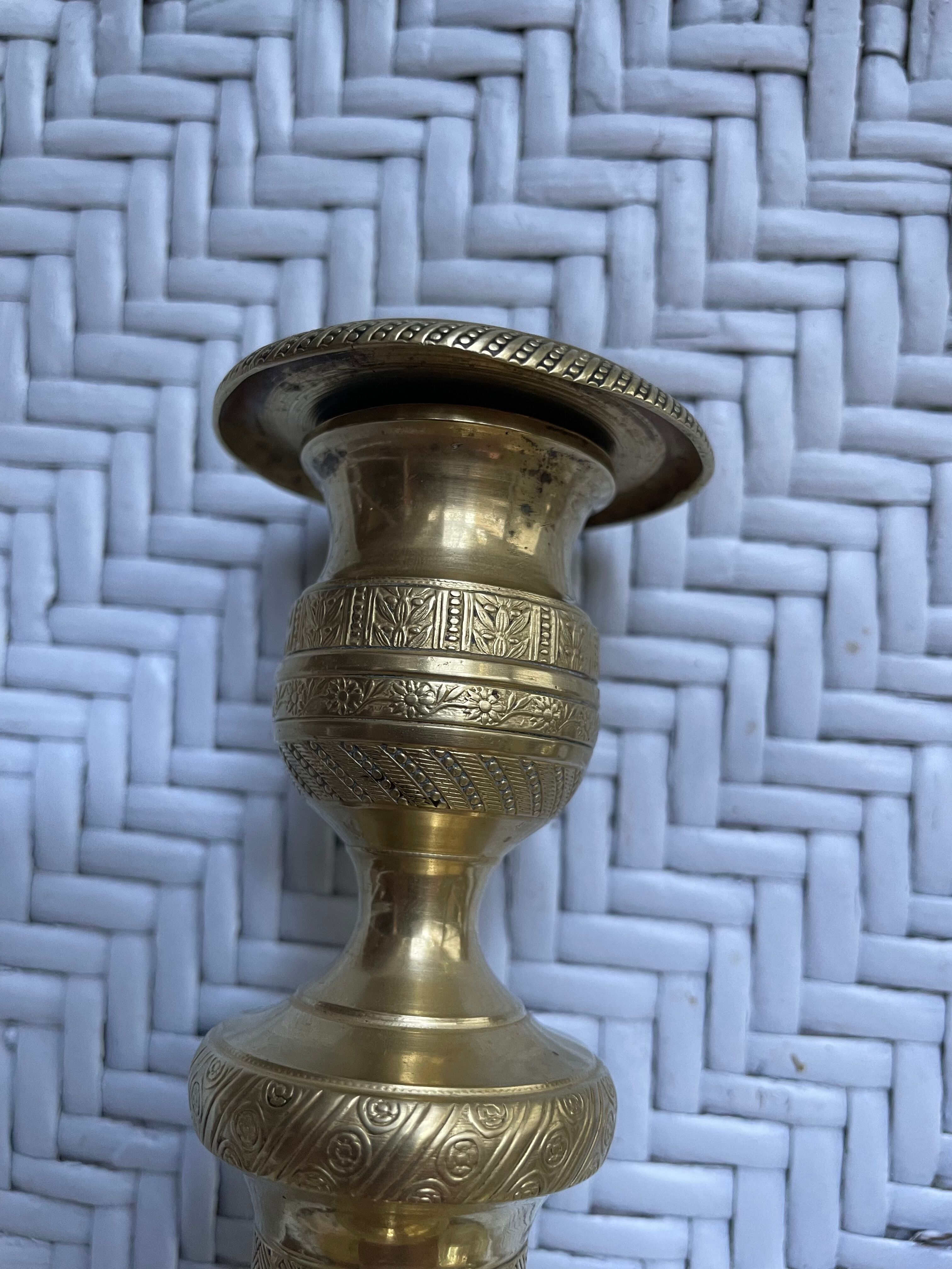 Pair of torch candle holders in chiseled gilded bronze XIXEME