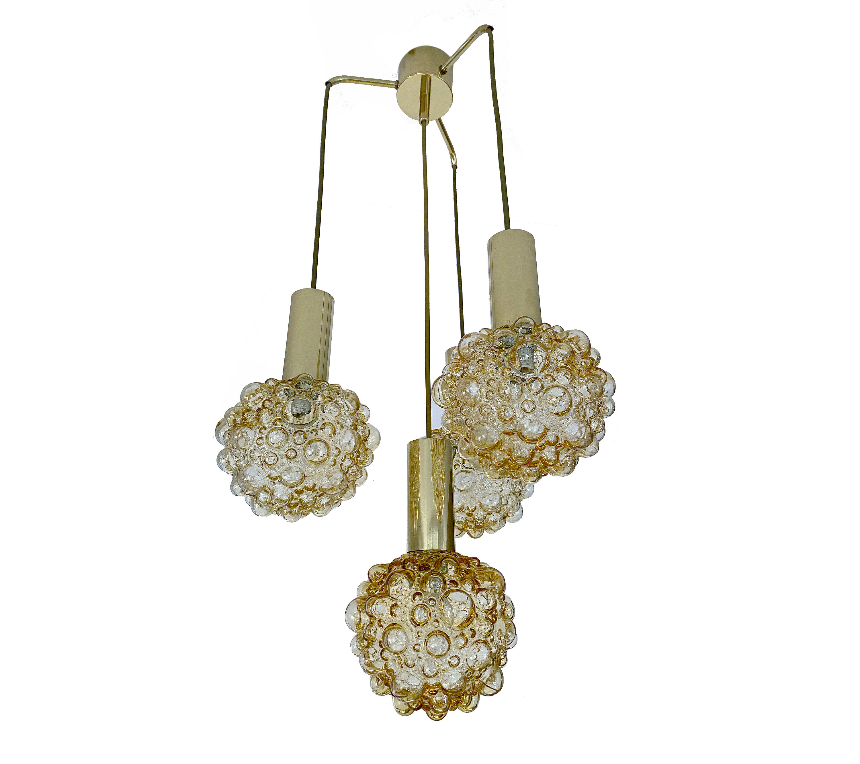 Vintage suspension lamp Limburg, Bubble Glass & Brass, 70s