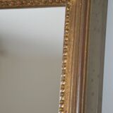Miroir rectangulaire bois peint sculpté et doré ancien 85,5/31,6