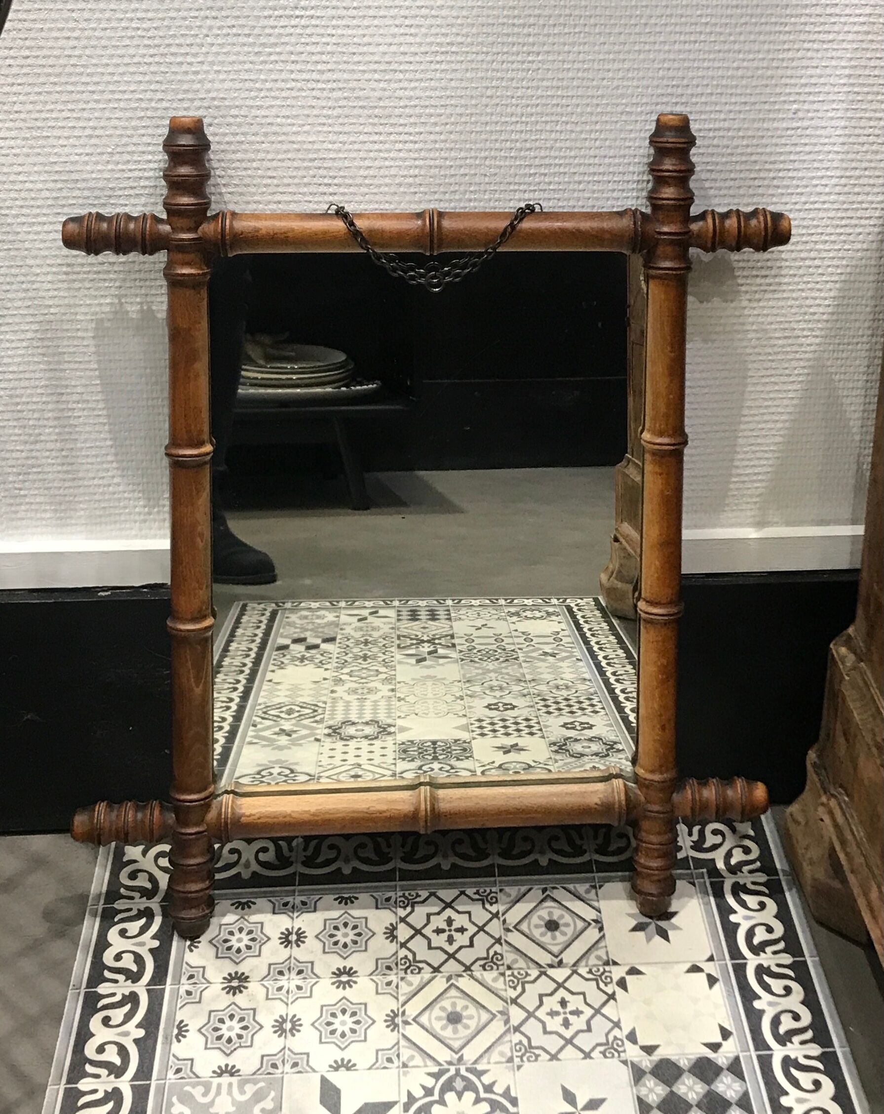 Old turned wood mirror