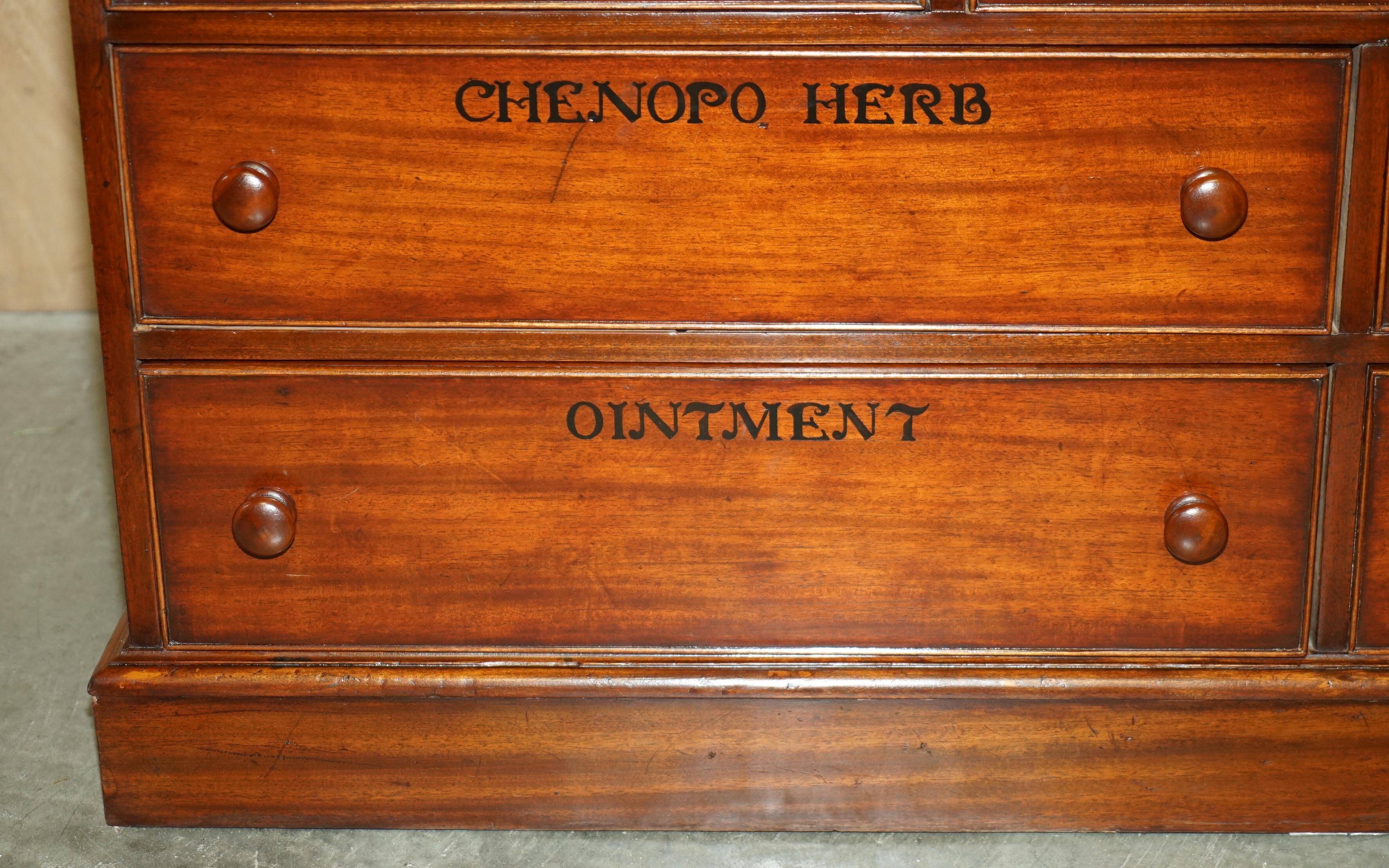 Armoires Apothecaires Victoriennes en Bois Flambé avec Tiroirs