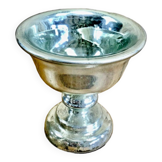 Ancienne coupe haute calice XIX verre églomisé mercurisé