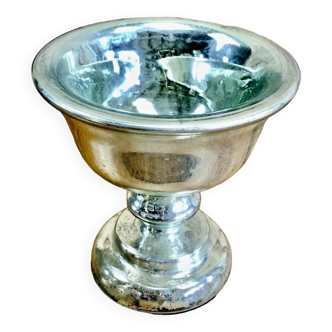Old high cup calyx XIX eglomised glass mercurized