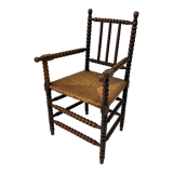 Stained beechwood bobbin armchair in jacobean style, 1900s