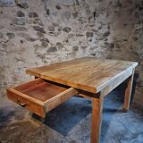 Vintage French baker's work table in chestnut, 1960s.