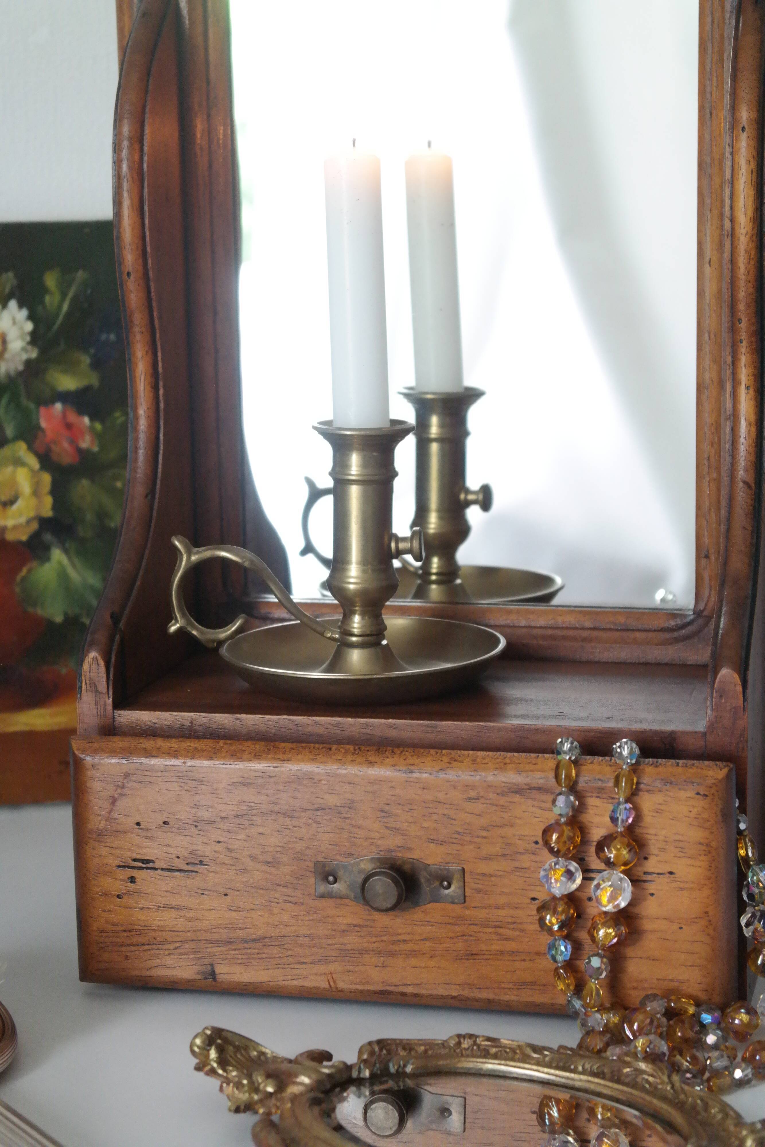 Vintage wooden table dressing table mirror 28x67cm