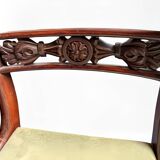 Maurice Hirch, paire de chaises anciennes sculptées assise velours vert