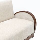 Art Deco Bouclè and Walnut Loveseat, Italy, 1930s