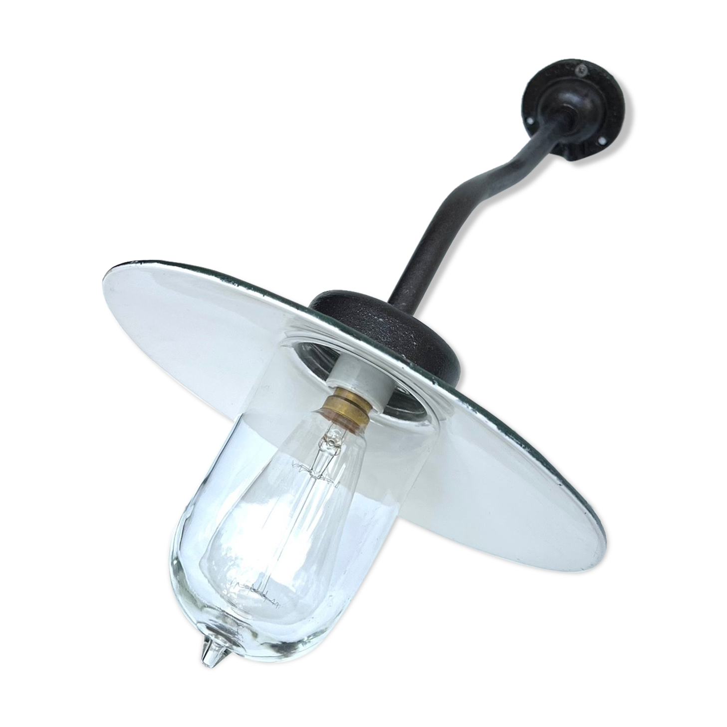 Wall lamp COL de Cygne in cast steel, fully restored 1920 1930
