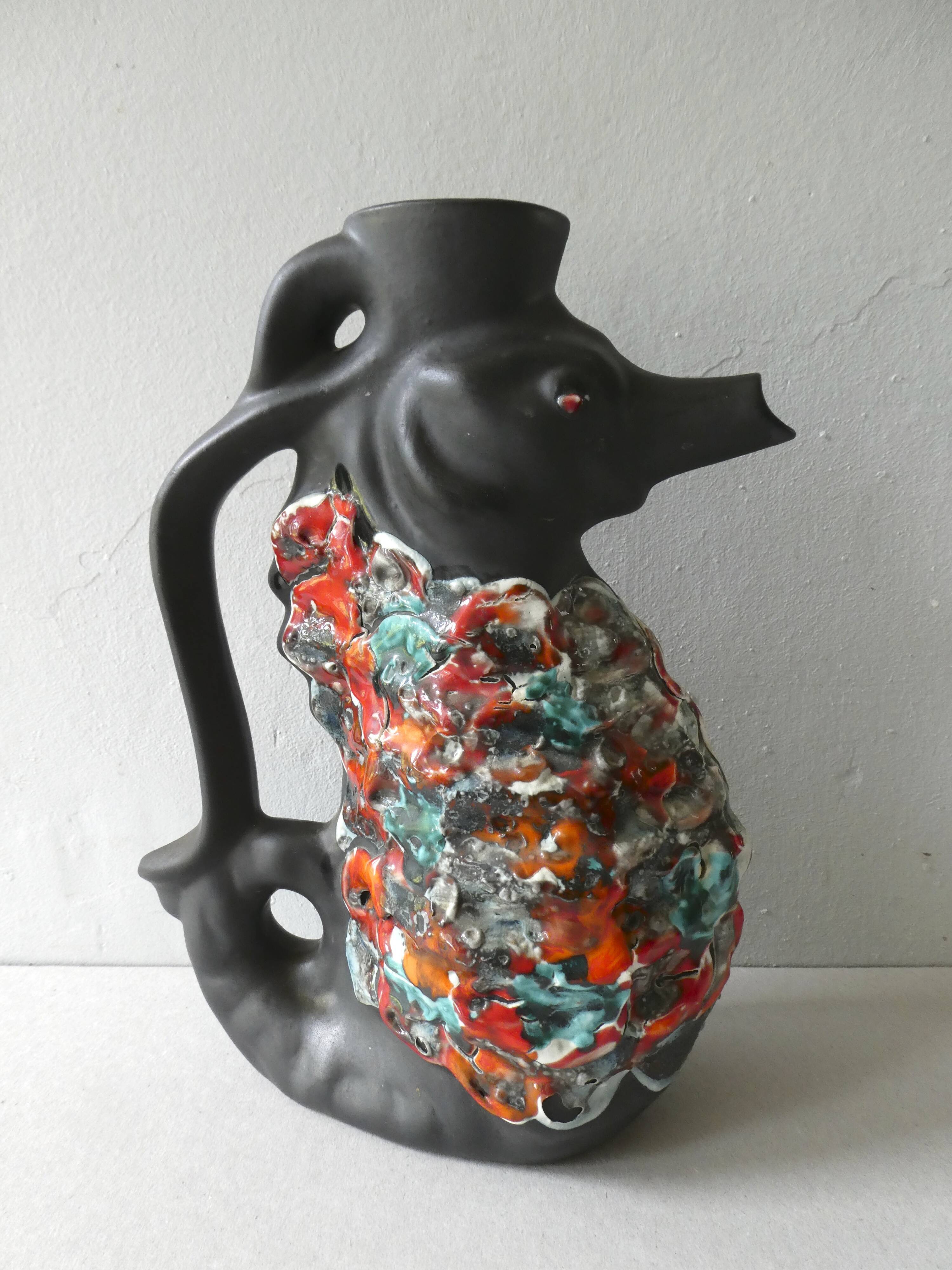 Zoomorphic ceramic pitcher vase, 60s