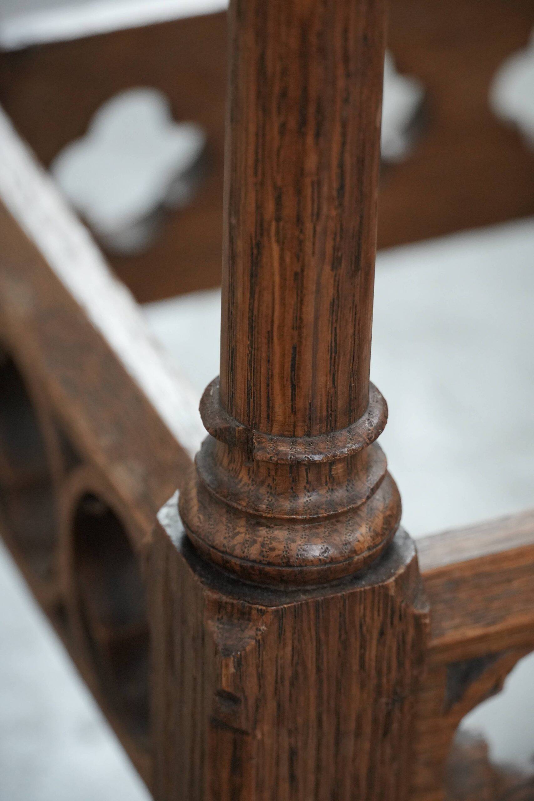 Elegant antique oak side table in Gothic style from the mid-19th century