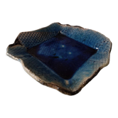 Vide poche Raku bleu indigo en céramique émaillée française