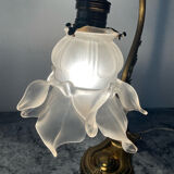 Bronze and glass paste swan neck lamp from the 1960s.